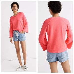 Madewell Terry Raglan Sweater Sweatshirt in Neon Pink Medium